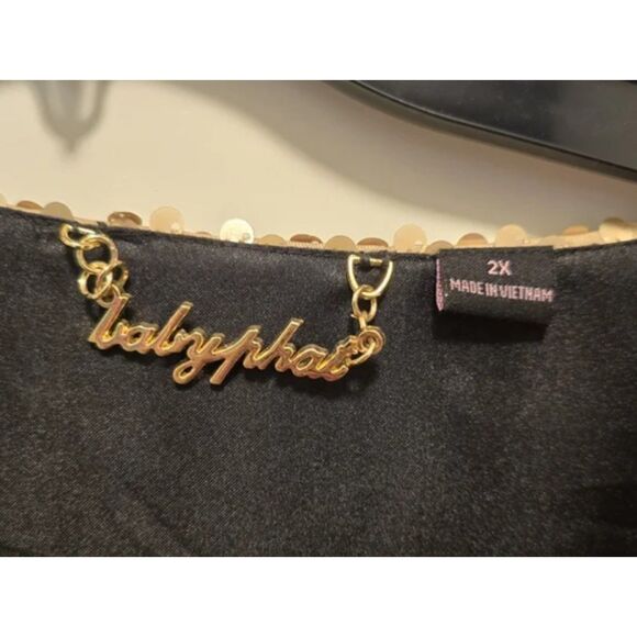 BABY PHAT Sparkly Gold Sequined Plus Sz 2X Holiday Party Lightweight Open Jacket - Picture 2 of 7